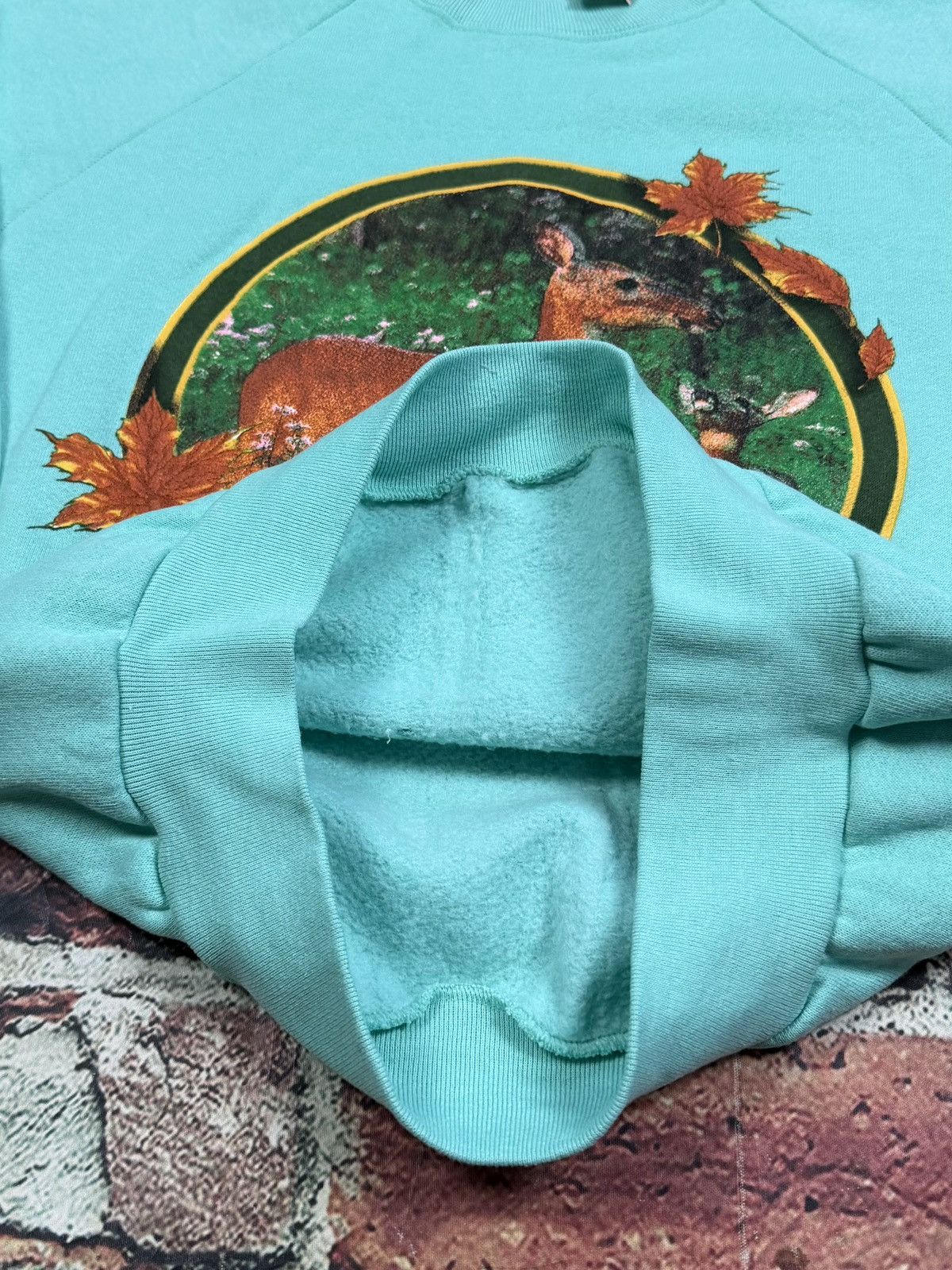 Fruit Of The Loom Vintage Deer Nature Art Sweatshirt Crewneck Teal Blue 90s Size US M / EU 48-50 / 2 - 7 Thumbnail