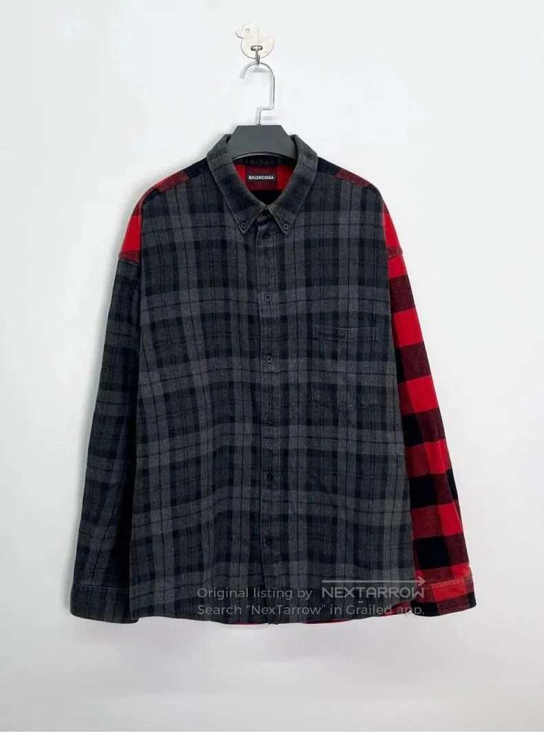 Balenciaga Balenciaga Black Red Plaid Flannel Shirt Jacket. Size US M / EU 48-50 / 2 - 1 Thumbnail