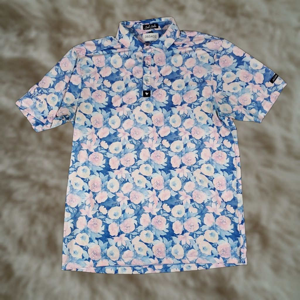 Vintage Bad Birdie Polo Shirt Mens L Pink Gray Floral Golf Short Sleeve Polo Shirts Casual Workwear Size US L / EU 52-54 / 3 - 1 Thumbnail