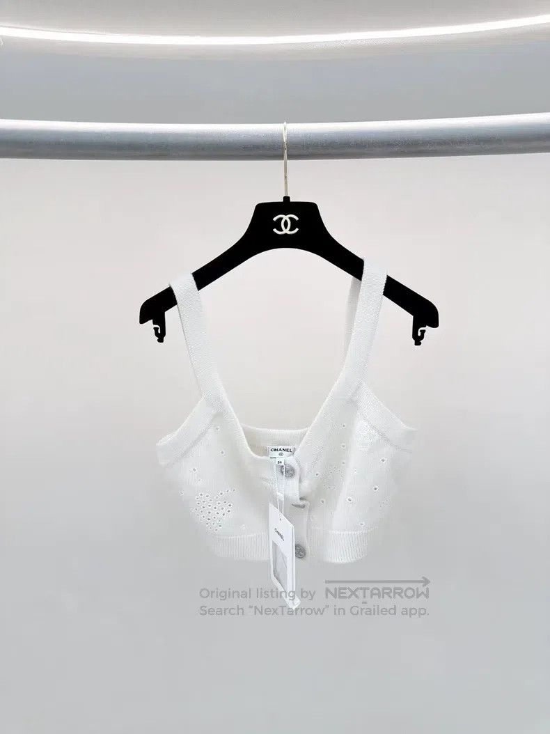 Chanel Chanel 23P white embroidered suspenders Size XXS / US 00 / IT 34 - 1 Thumbnail