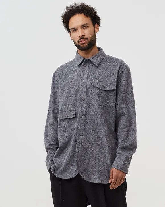 image of ds! Fw22 Han Kjobenhavn Wool Boxed Grey Overshirt, Men's (Size Medium)