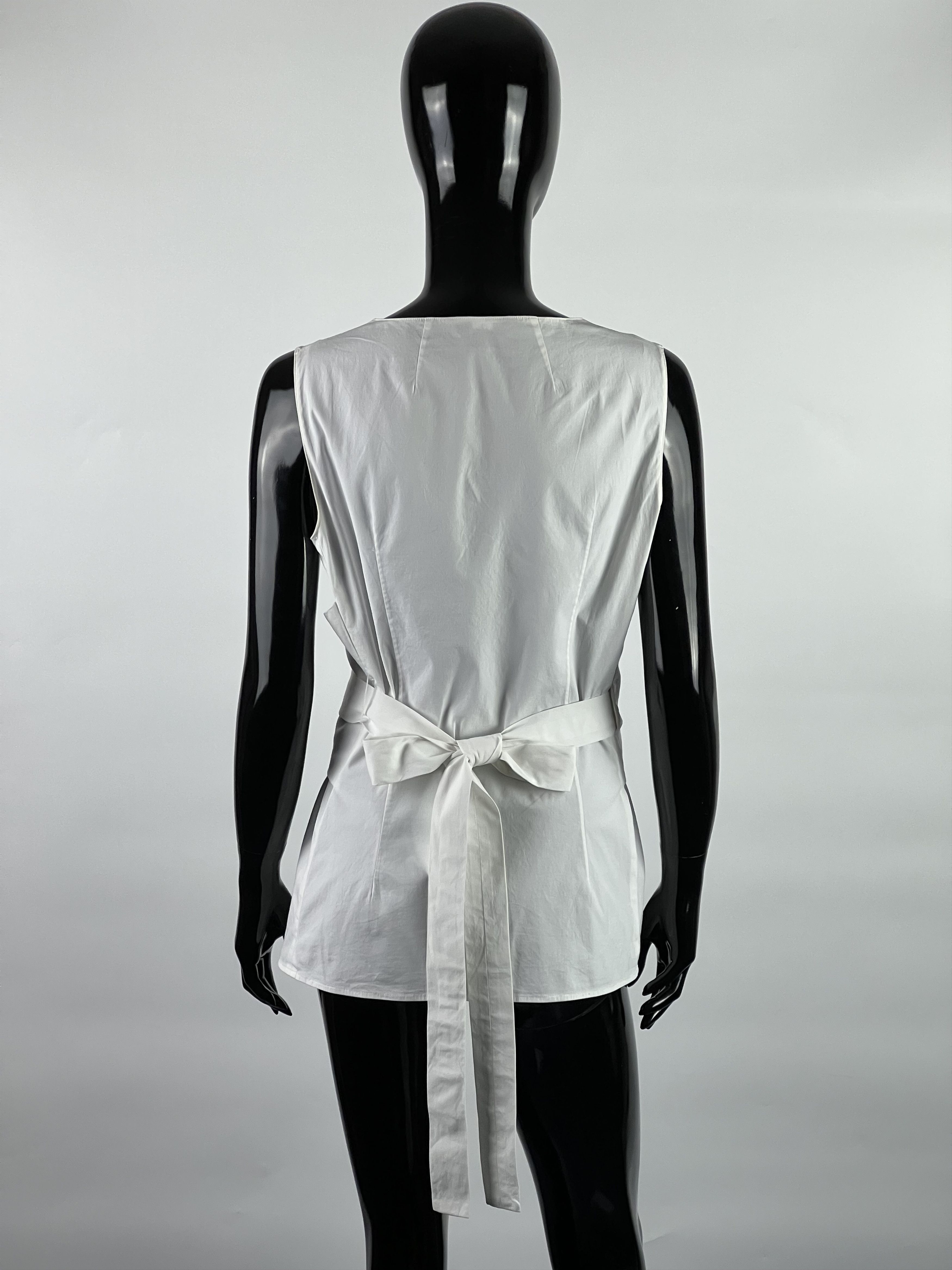The Row The Row White Cotton Sleeveless Belted Blouse Size L / US 10 / IT 46 - 3 Thumbnail