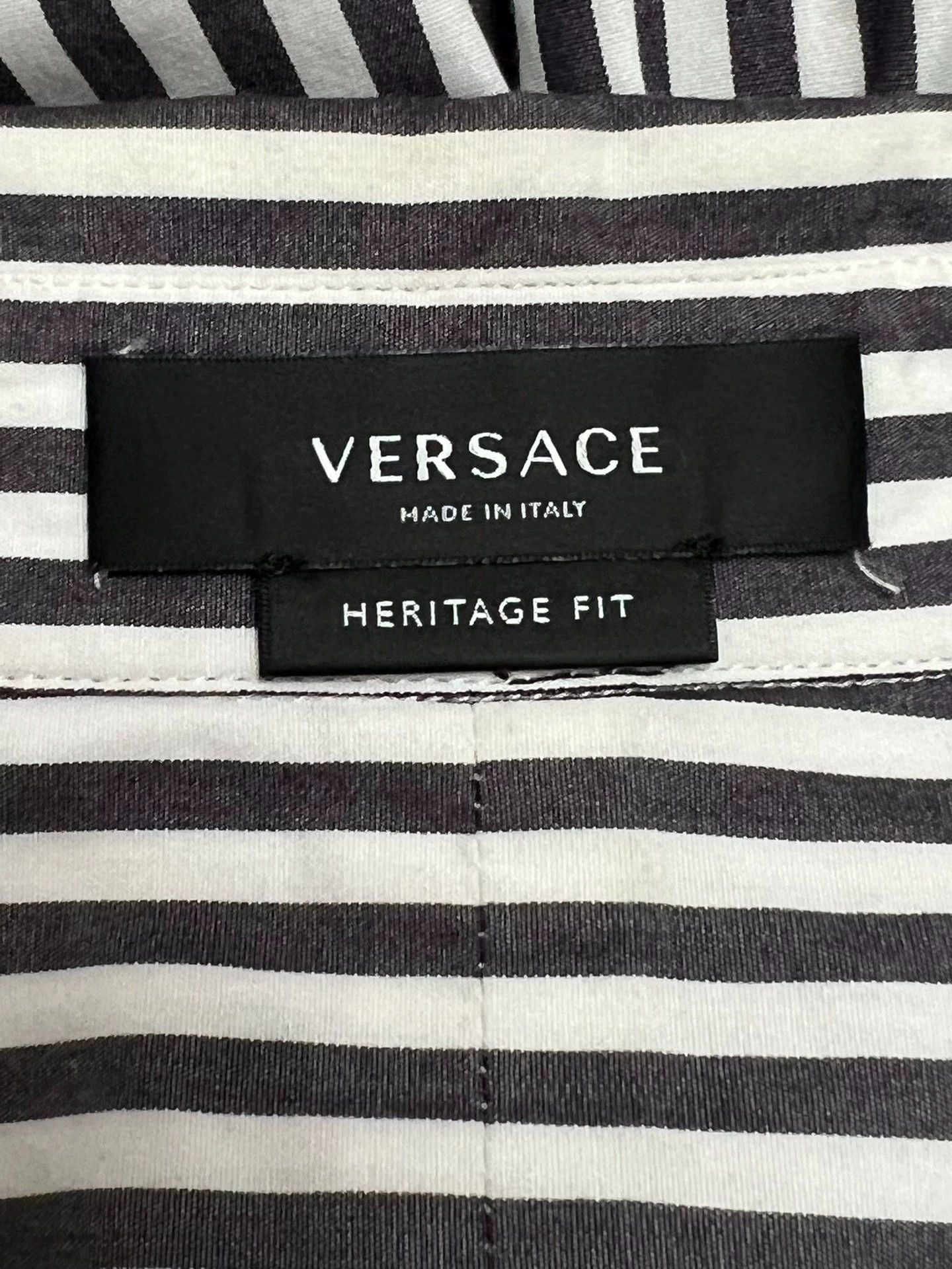 Versace Versace Men's OS White Brown Striped Shirt 40 Size US M / EU 48-50 / 2 - 3 Thumbnail