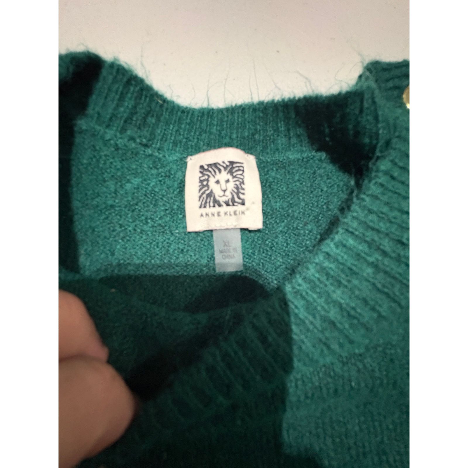 Anne Klein Anne Klein Women’s XL Green Knit Sweater Gold Button Size XL / US 12-14 / IT 48-50 - 2 Thumbnail