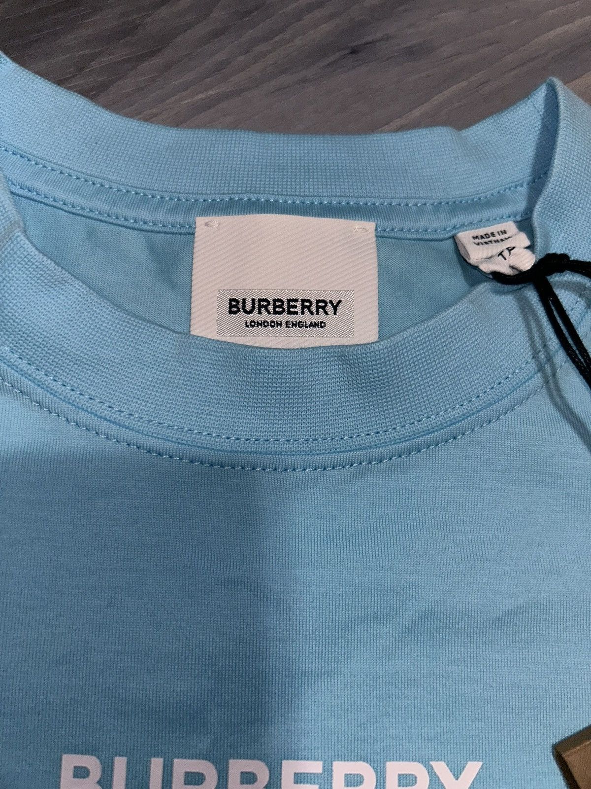 Burberry Burberry Jemma Topaz Blue Cotton T-Shirt Womens XS Brand NWT Size XS / US 0-2 / IT 36-38 - 3 Thumbnail