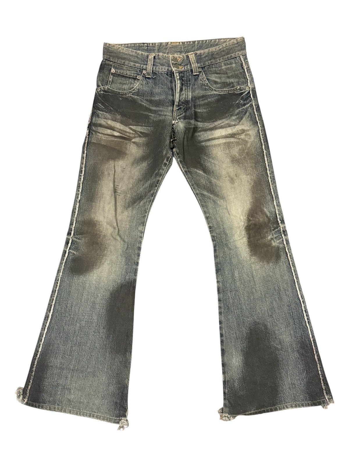 Tornado Mart TORNADO MART FLARED DISTRESSED BOOTCUTJEANS Size US 31 - 1 Thumbnail