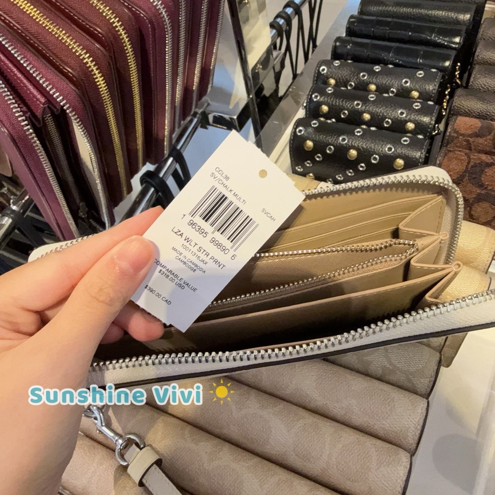 Coach NWT Coach Long Zip Around Wallet Star CCL38 Chalk Silver Size ONE SIZE - 6 Thumbnail