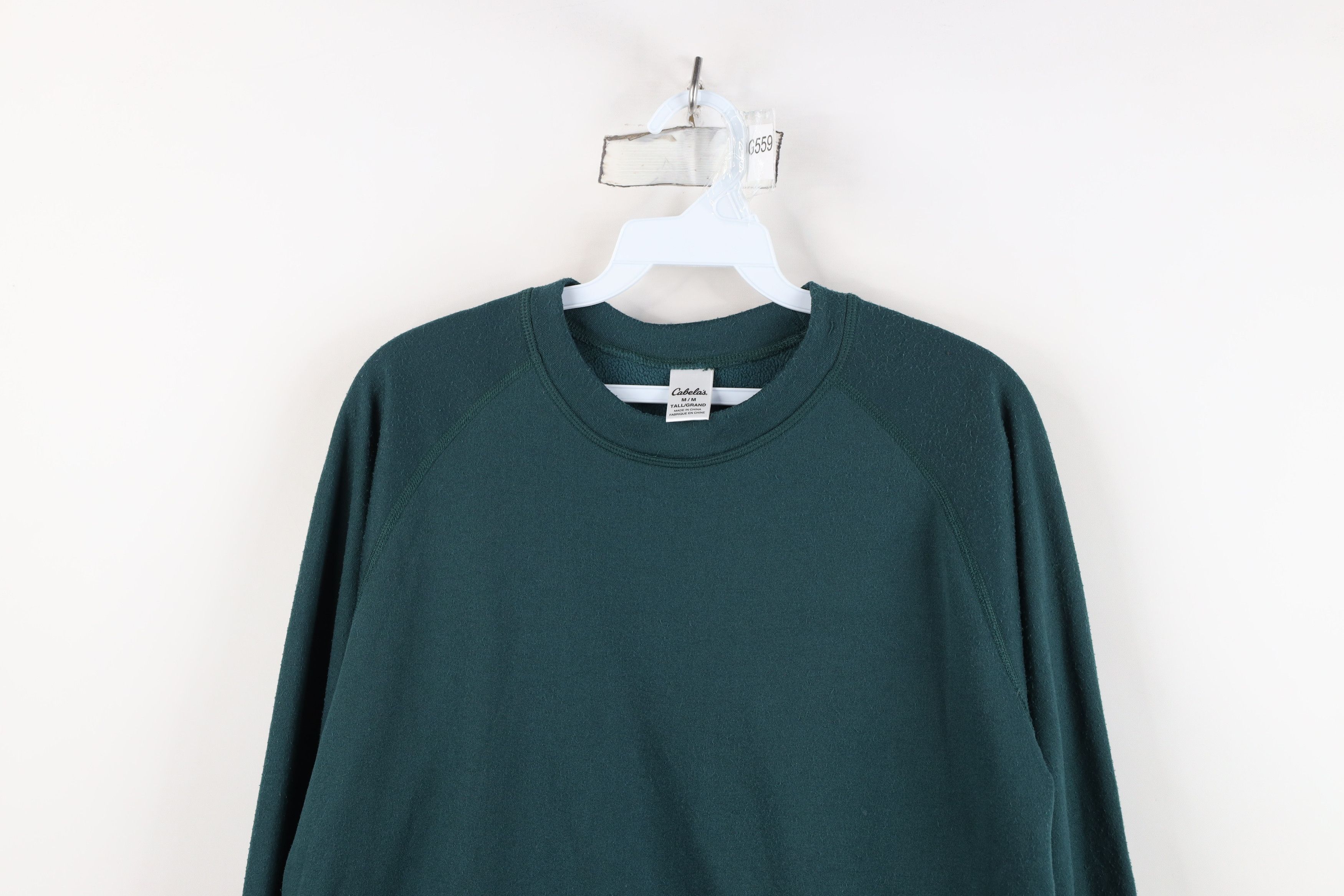 Cabelas Vintage Cabelas Faded Fleece Thermal Sweatshirt Green Size US M / EU 48-50 / 2 - 2 Thumbnail
