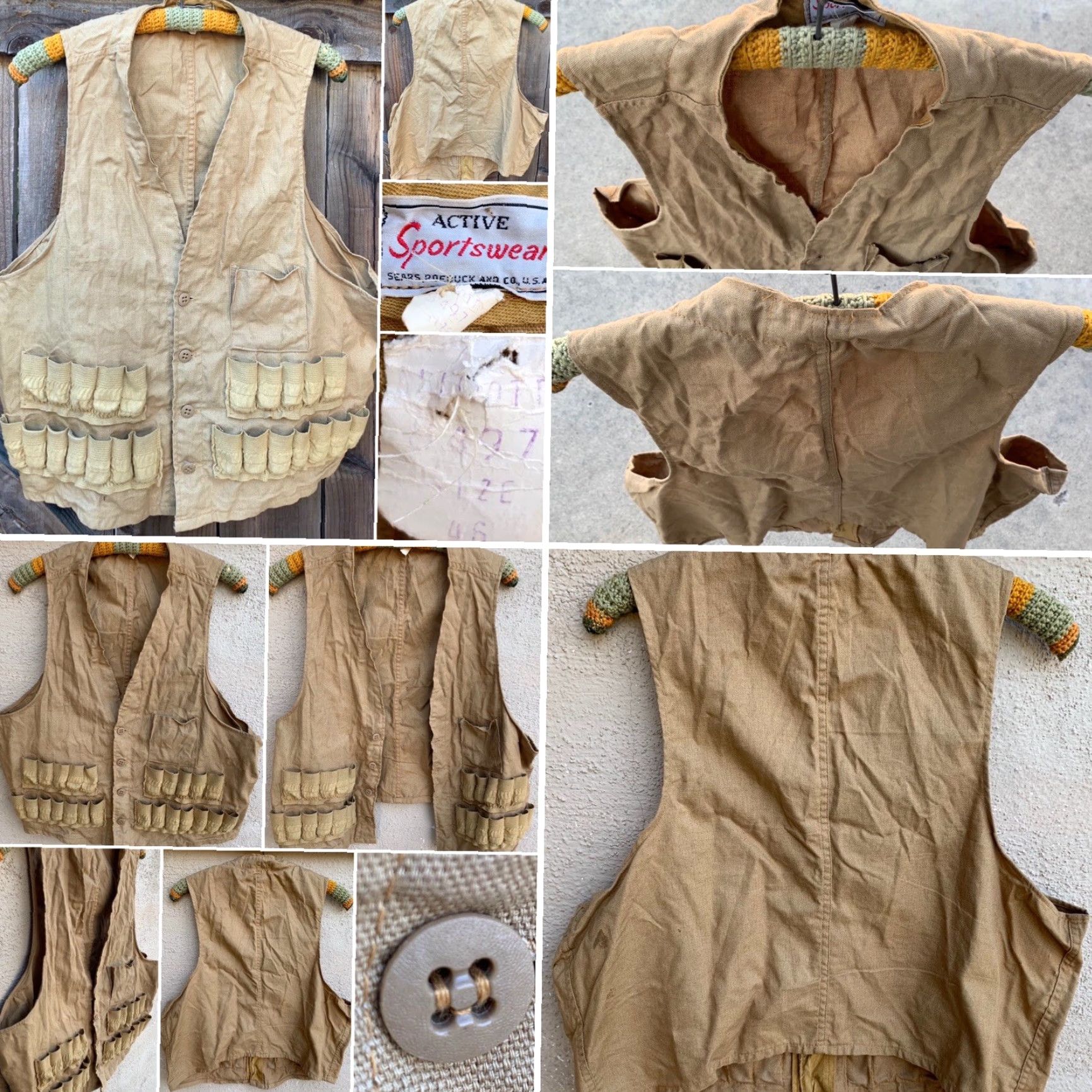 Sears VINTAGE Sears, Roebuck and Co Hunting Vest Shirt Mens 46 Beige Outdoor 90s Hunters Size US S / EU 44-46 / 1 - 3 Thumbnail