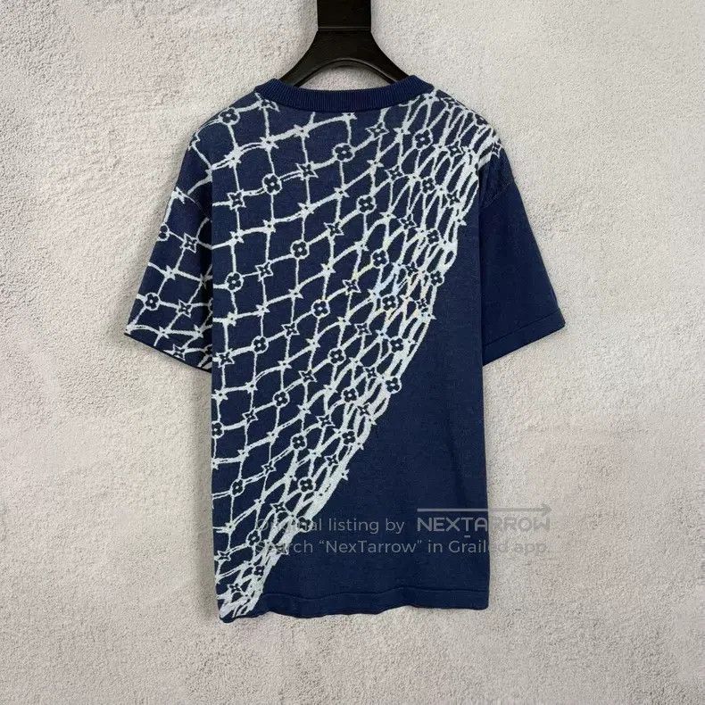 Louis Vuitton Louis Vuitton Dark blue fishnet full print knit short slee Size US M / EU 48-50 / 2 - 2 Thumbnail