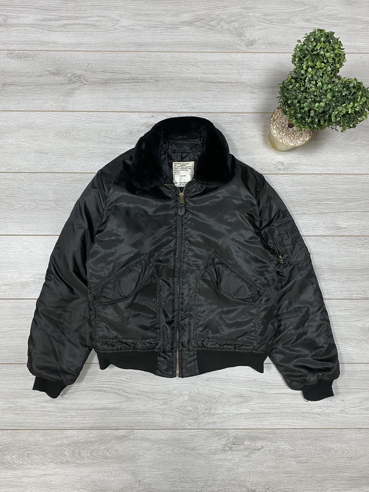 Vintage Bomber Flying man fur vintage zip nylon jacket Size US XL / EU 56 / 4 - 2 Thumbnail