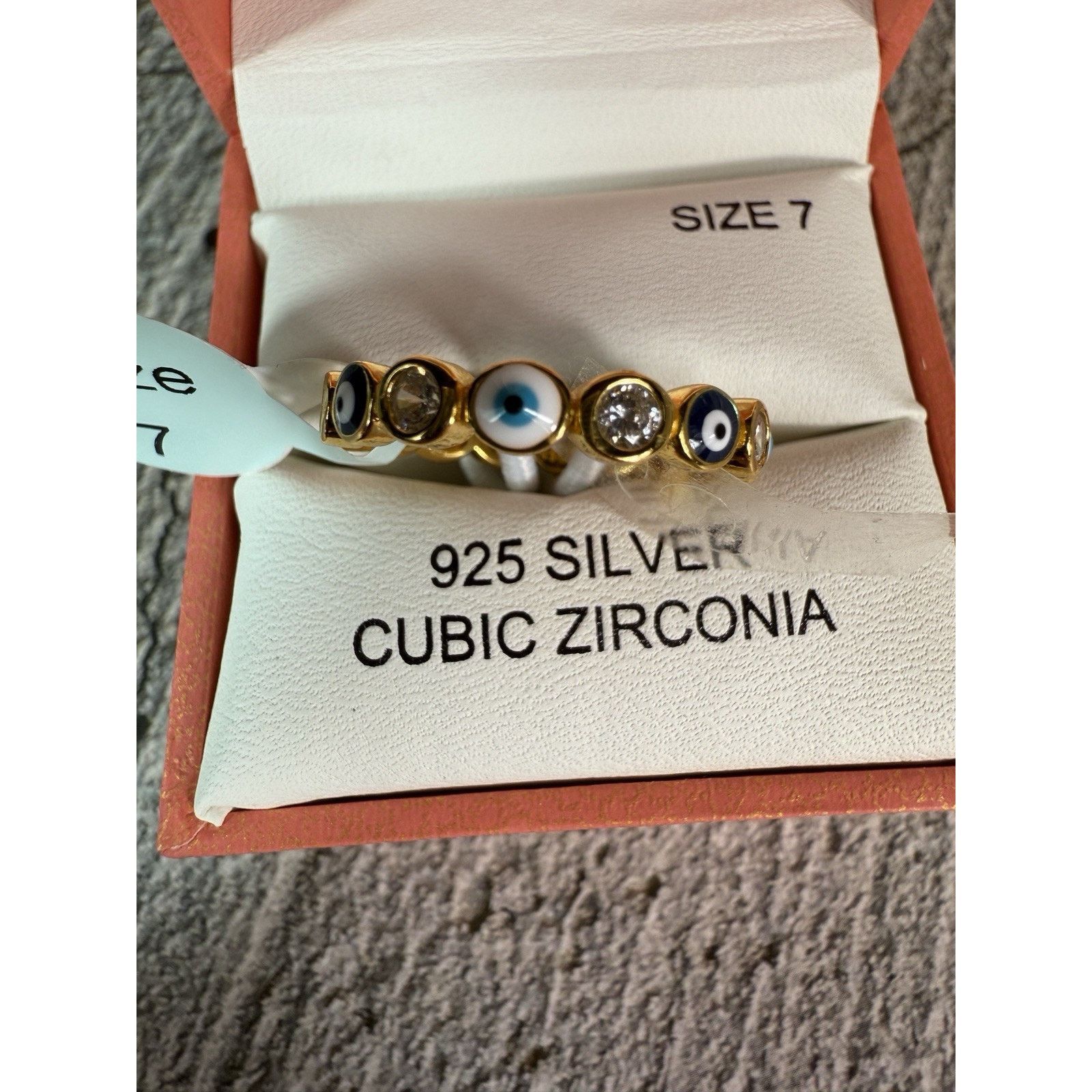 Rachel Zoe BOX Rachel Zoe 925 Silver Vermeil CZ Evil Eye Ring-7 Size ONE SIZE - 3 Thumbnail