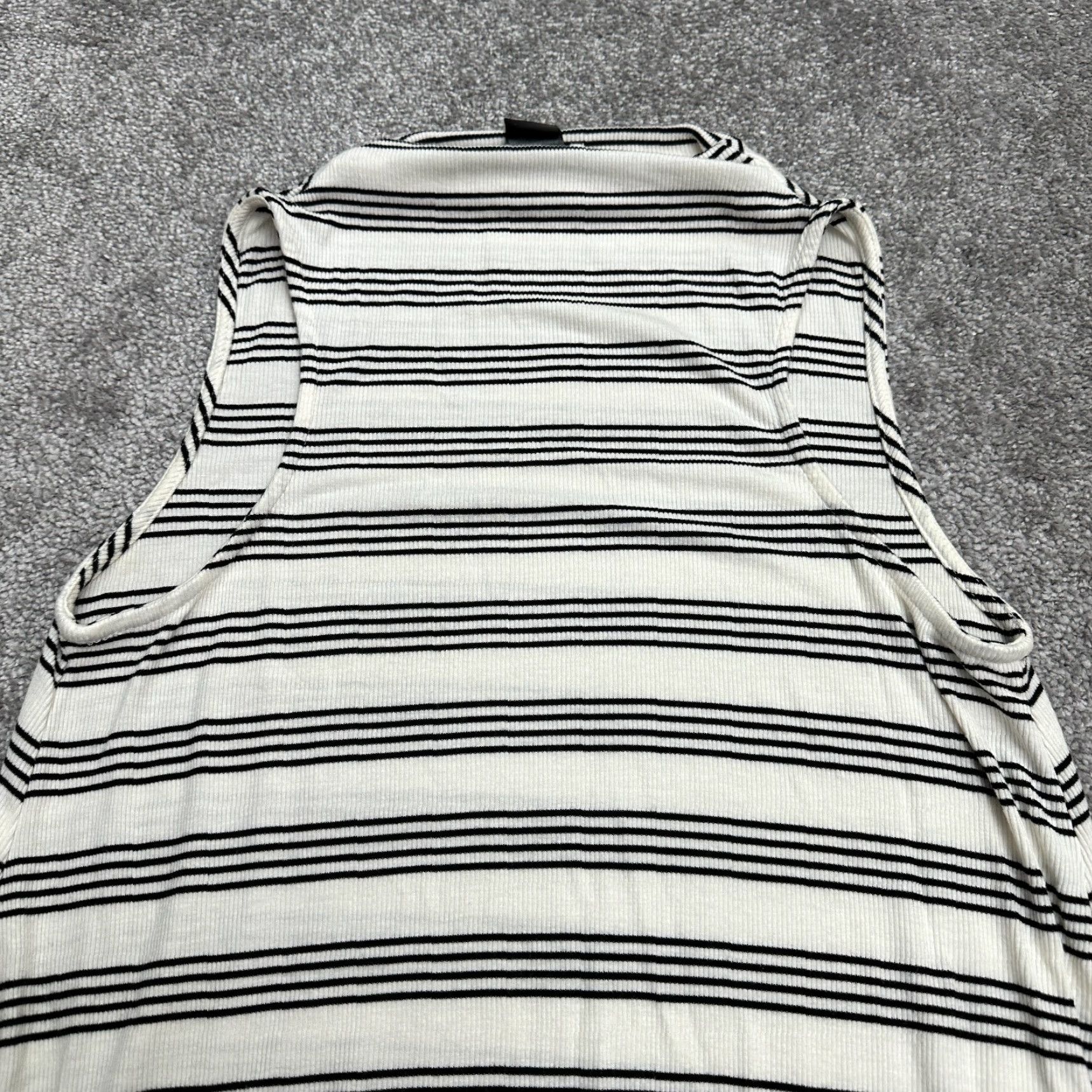AQUA Aqua Midi A-Line Knit Dress Womens Small White Black Striped Sleeveless Mock Neck Casual Travel Summer Lightweight Size S / US 4 / IT 40 - 3 Thumbnail