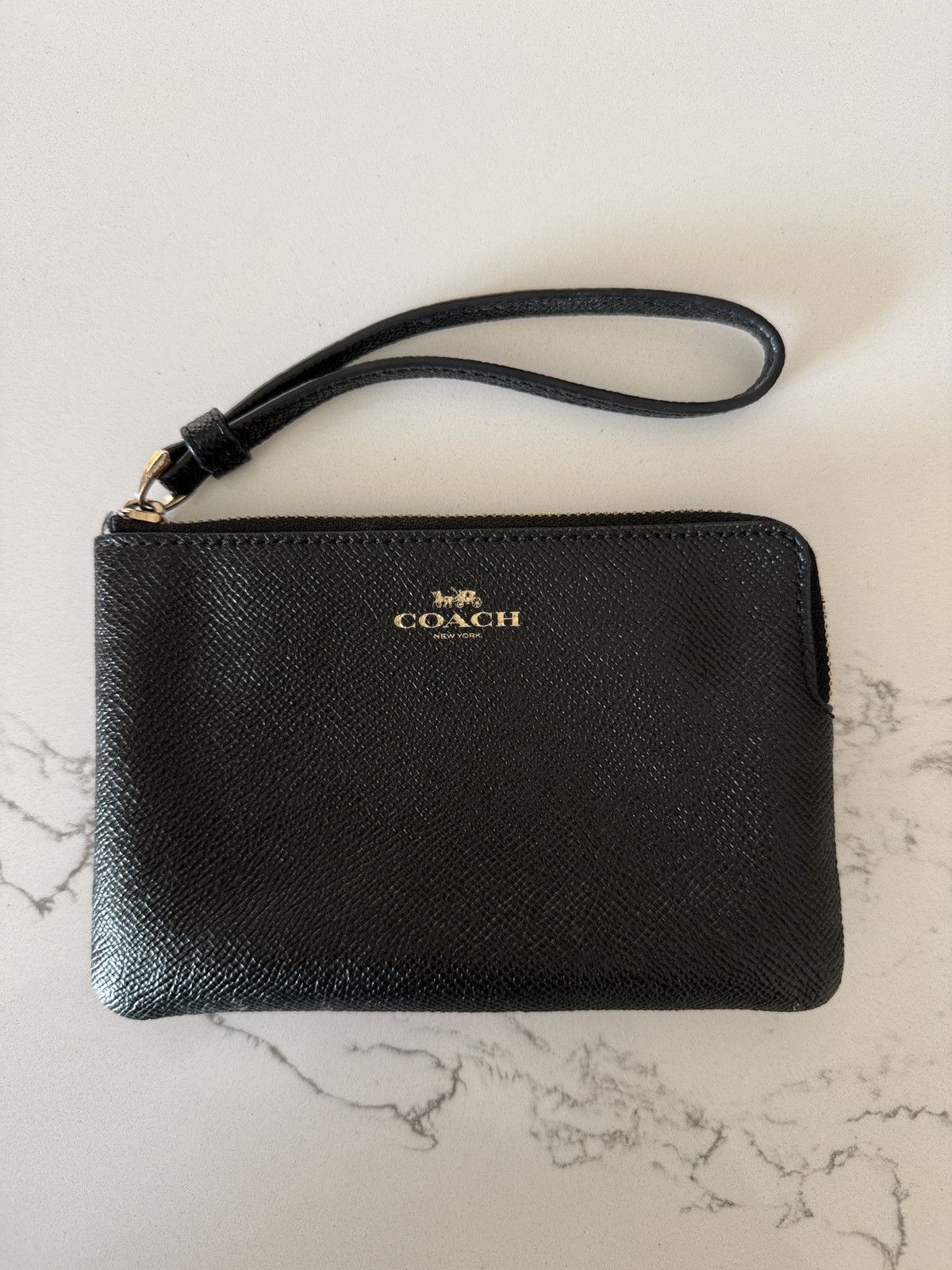 Coach Coach Corner Zip Black Leather Wristlet Size ONE SIZE - 3 Thumbnail