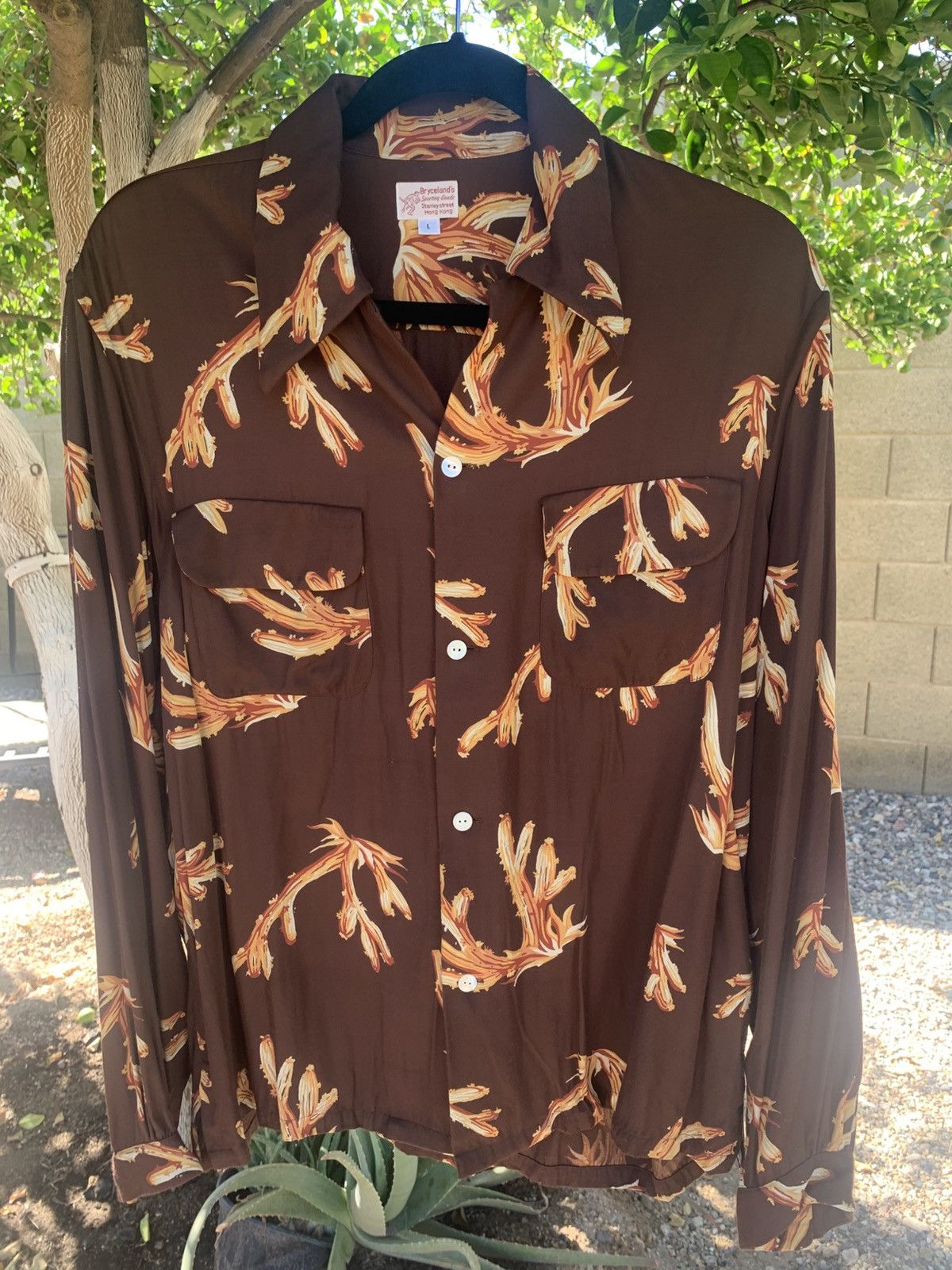 Bryceland's Rayon Shirt Coral Brown M Rayon Shirt Coral Brown