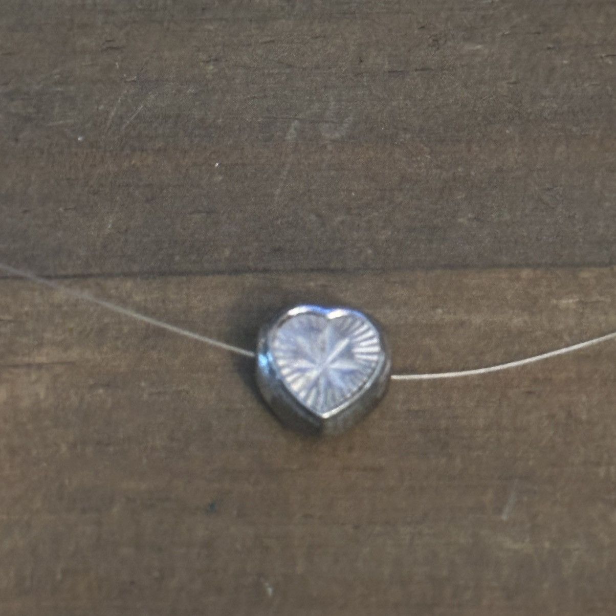 Vintage Vintage 925 silver floating diamond cut heart necklace Size ONE SIZE - 3 Thumbnail