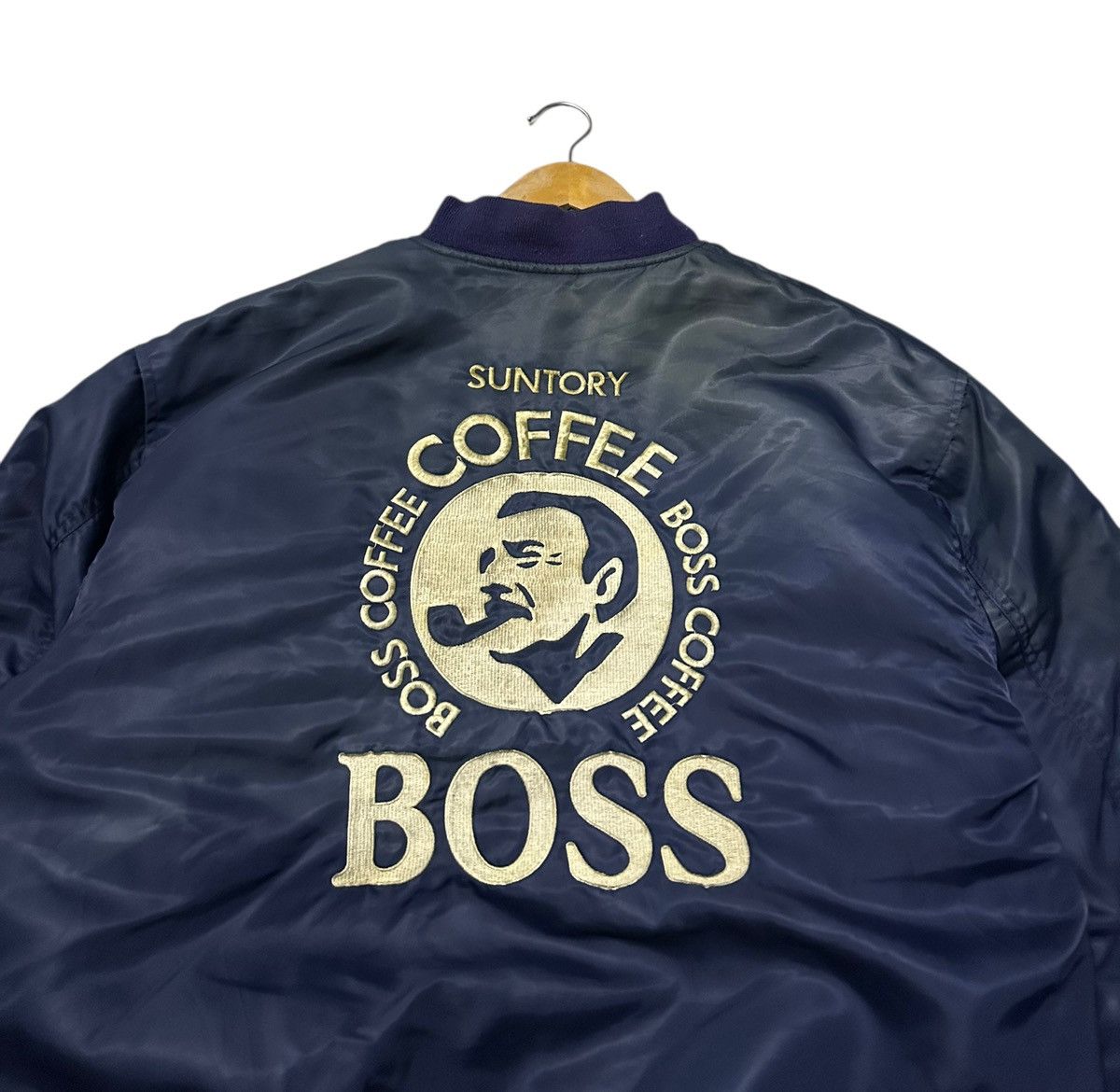 Japanese Brand vintage navy blue nylon Suntory BOSS Coffee bomber jacket L Size US L / EU 52-54 / 3 - 5 Thumbnail
