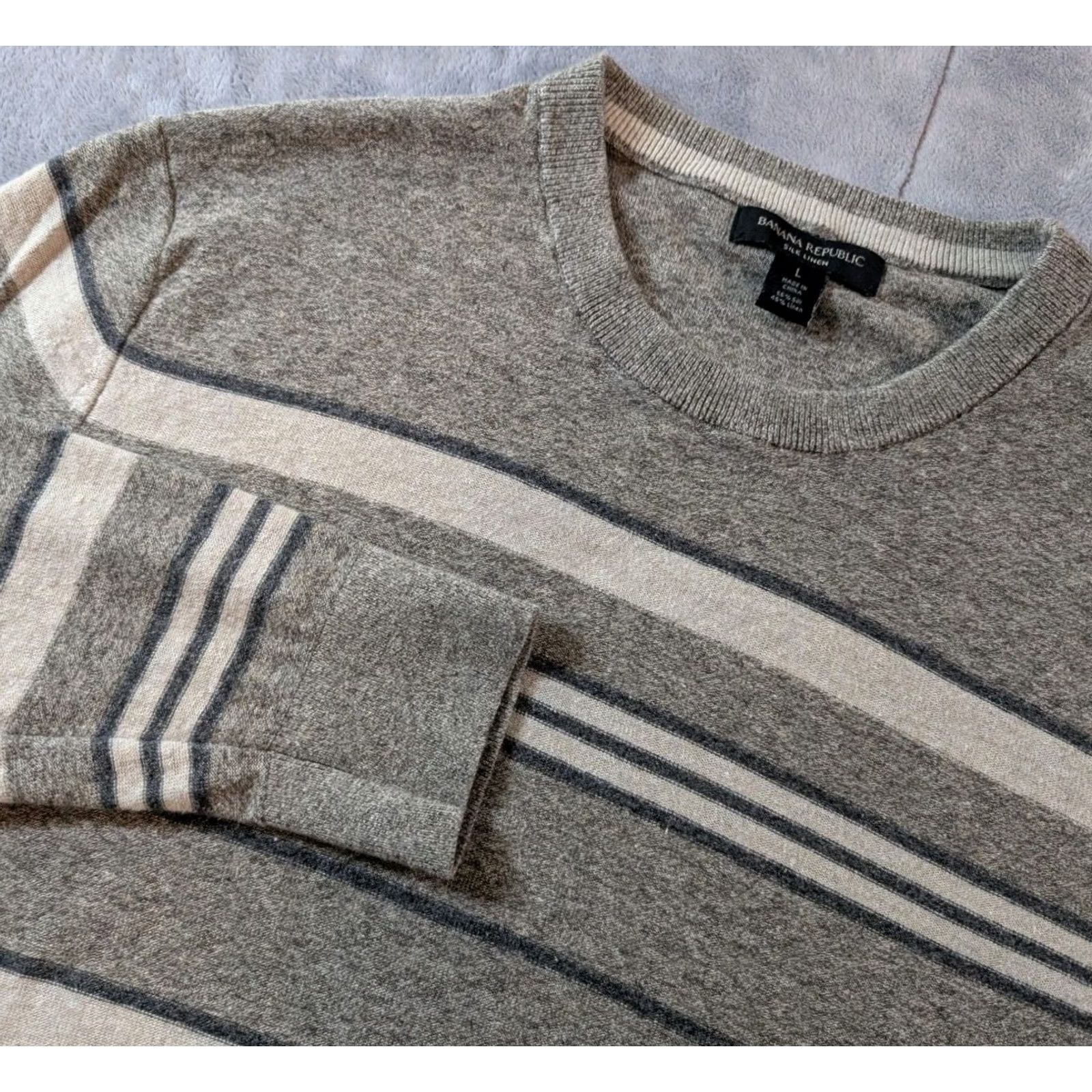 Banana Republic Banana Republic Sweater Shirt Mens L Beige Silk Linen Knit Crew Neck 90s Office Casual Pullover Long Sleeve Caproom Size US L / EU 52-54 / 3 - 2 Thumbnail