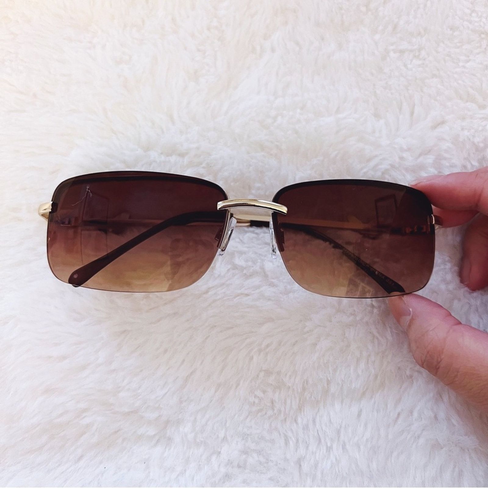 Other Delia Brown Rimless Butterfly Accent Sunglasses Size ONE SIZE - 1 Thumbnail