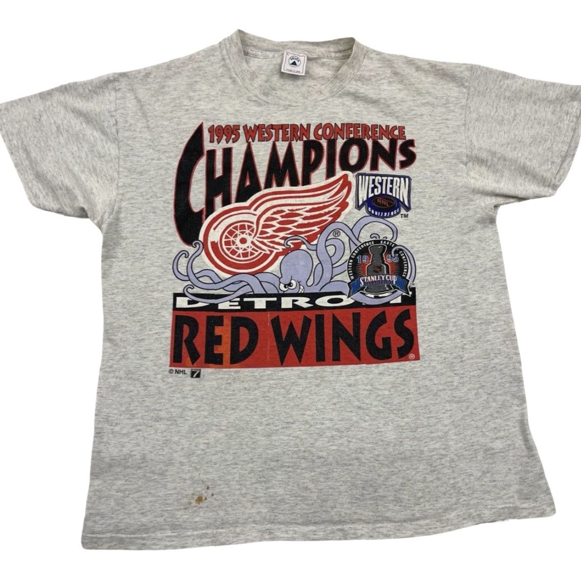 Delta VINTAGE Detroit Red Wings T-Shirt NHL 90s Logo Crew Neck Short Sleeve Gray 1990s Men Large MLB Sports USA Size US L / EU 52-54 / 3 - 2 Thumbnail