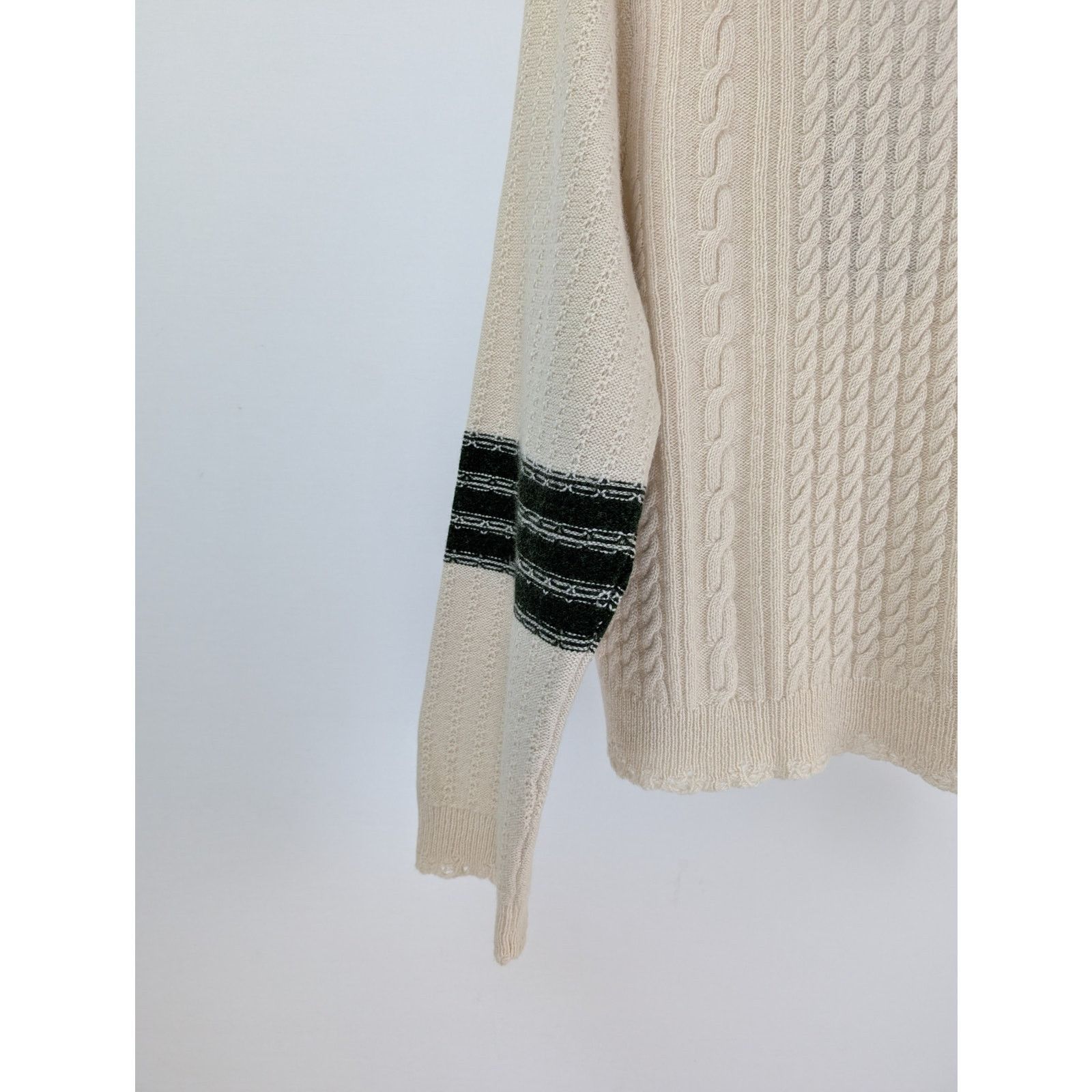 Enfants Riches Deprimes o1rshd1 Asymmetrical Varsity V-Neck Sweatshirt Ivory/Forest Size US XXL / EU 58 / 5 - 11 Thumbnail