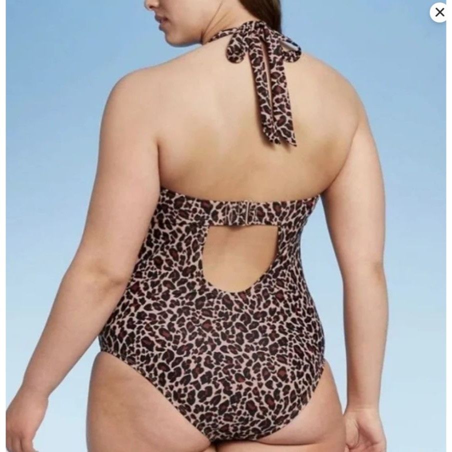 Other Leopard Print Halter One-Piece Swimsuit Size 18W By Kona Sol Size XXL / US 16-18 / IT 52-54 - 5 Thumbnail