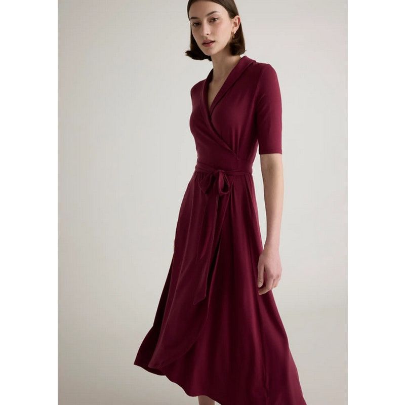 Quince Quince Tencel Jersey Midi Wrap Dress Wine Size S Size S / US 4 / IT 40 - 3 Thumbnail