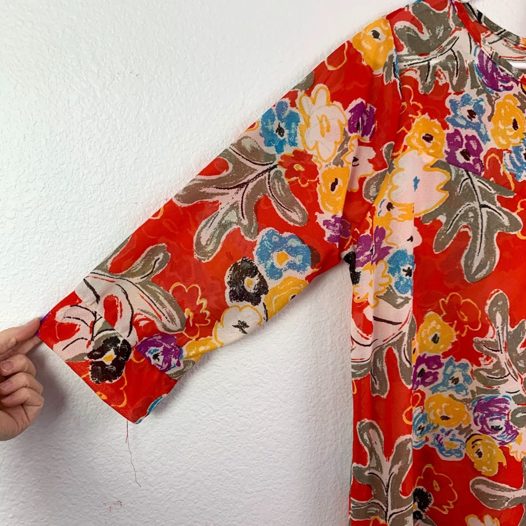 Vintage Vintage Unbranded Shift Dress XL Orange 1970s Mod GoGo Sheer Lightweight Floral Vintage Size XL / US 12-14 / IT 48-50 - 2 Thumbnail
