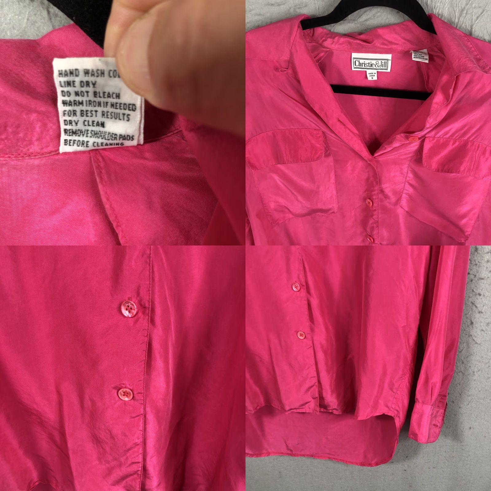Vintage VINTAGE Christia & Jill Top Shirt Womens Small Hot Pink 100% Silk Berry Airy (No N/A) Size S / US 4 / IT 40 - 8 Thumbnail
