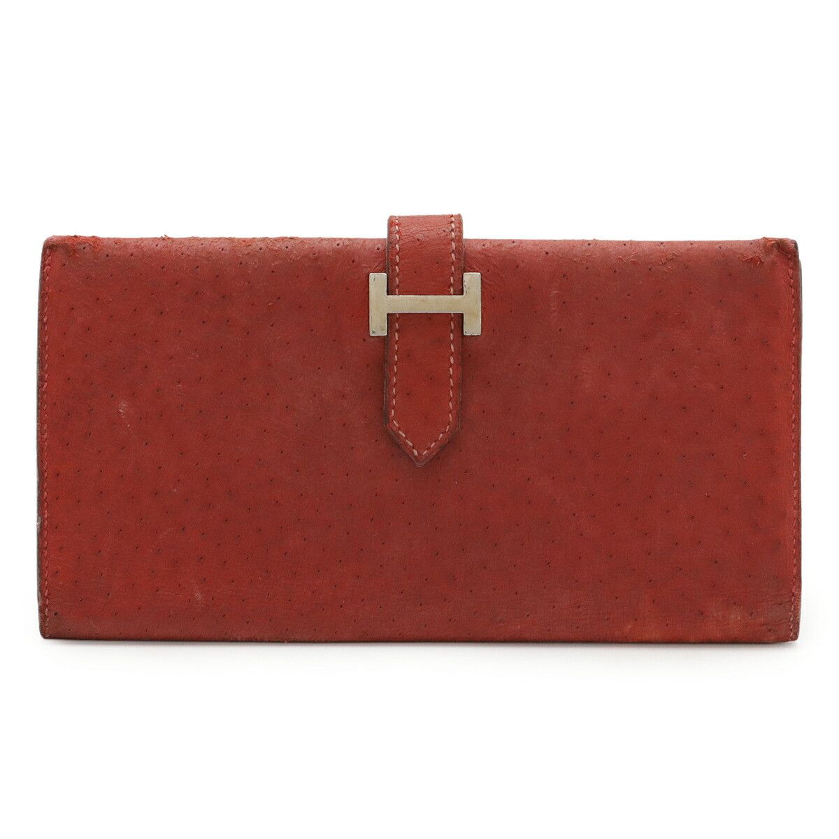 Hermes Hermes Hermès Béarn Ostrich Long Wallet Leather Long Wallet Stamp D (2000) DUTY FREE for USA Size ONE SIZE - 1 Thumbnail
