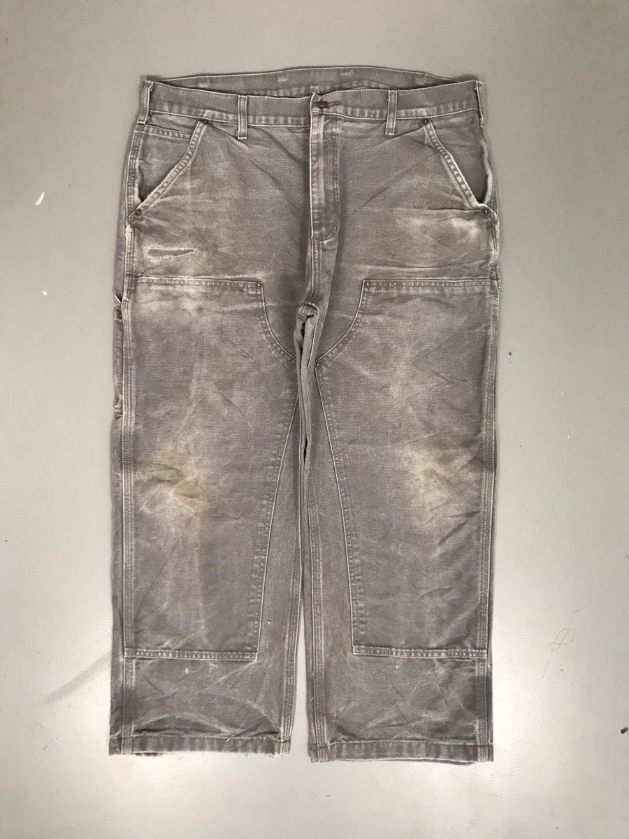 image of Sun Faded Carhartt B01 Gvl Double Knee Denim in Grey, Men's (Size 38)