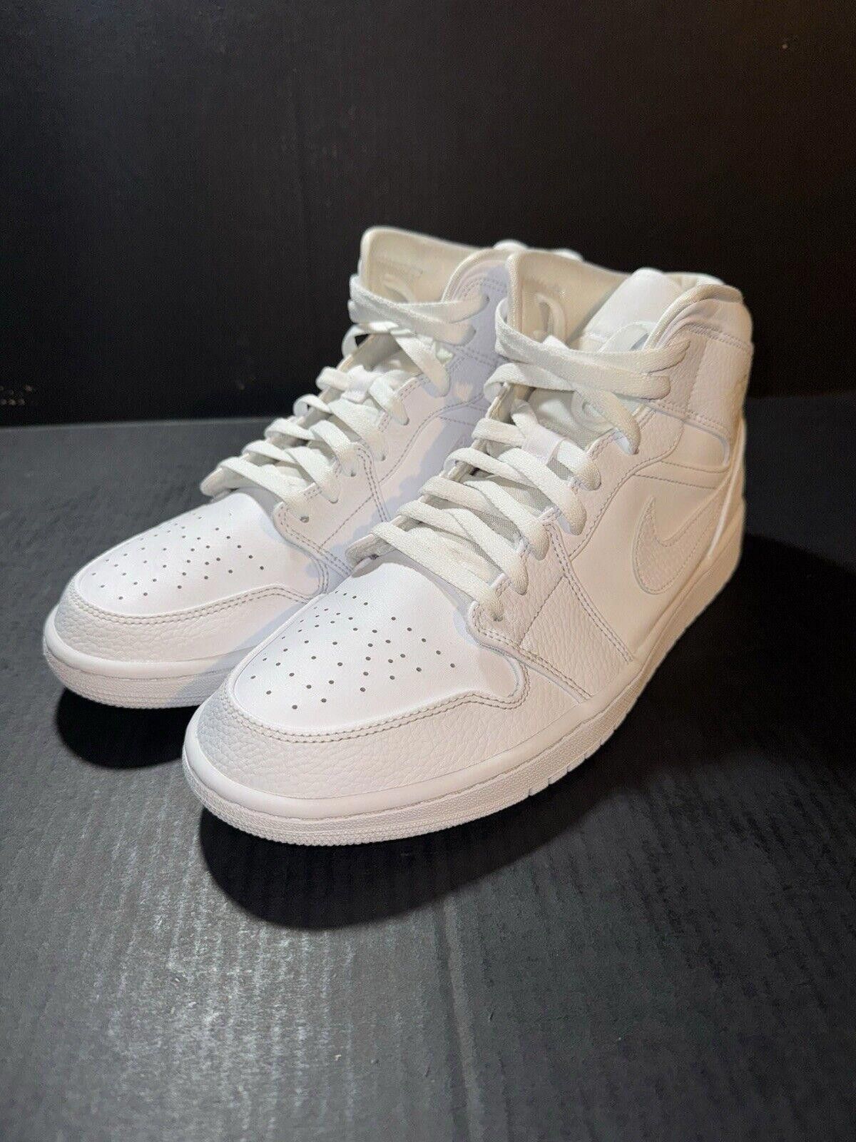 Jordan Brand Nike Air Jordan 1 Mid Triple White 2020 - 554724-130 - Sz 12 Size US 12 / EU 45 - 4 Thumbnail