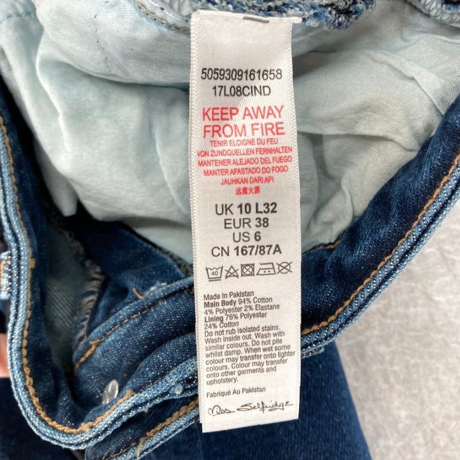 Vintage Mis Selfridge Lizzie Jean Women's 6 Skinny Ankle Dark Wash Blue Distressed Denim Size 26" / US 2 / IT 38 - 7 Thumbnail