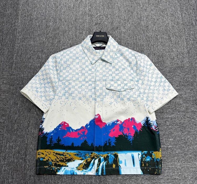 Louis Vuitton Landscape Short-sleeved Denim Shirt