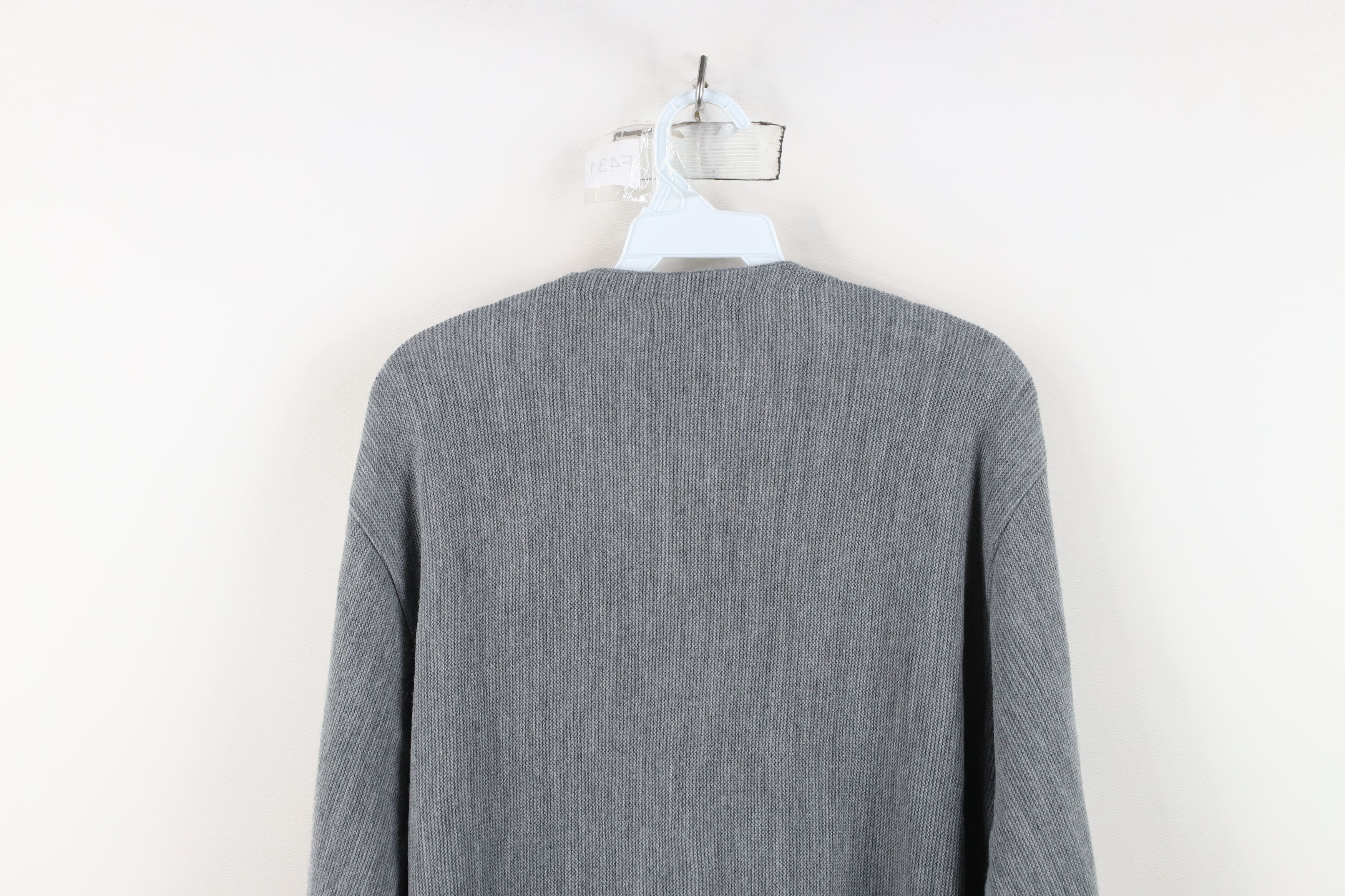 Vintage Vintage 90s Streetwear Blank Knit Cardigan Sweater Gray USA Size US L / EU 52-54 / 3 - 10 Thumbnail