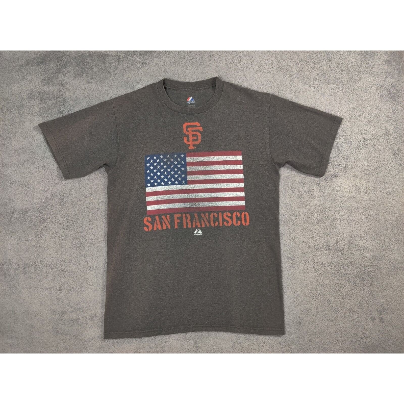 Majestic San Francisco Giants Shirt Adult Mens Medium Gray USA Flag Size US M / EU 48-50 / 2 - 1 Thumbnail