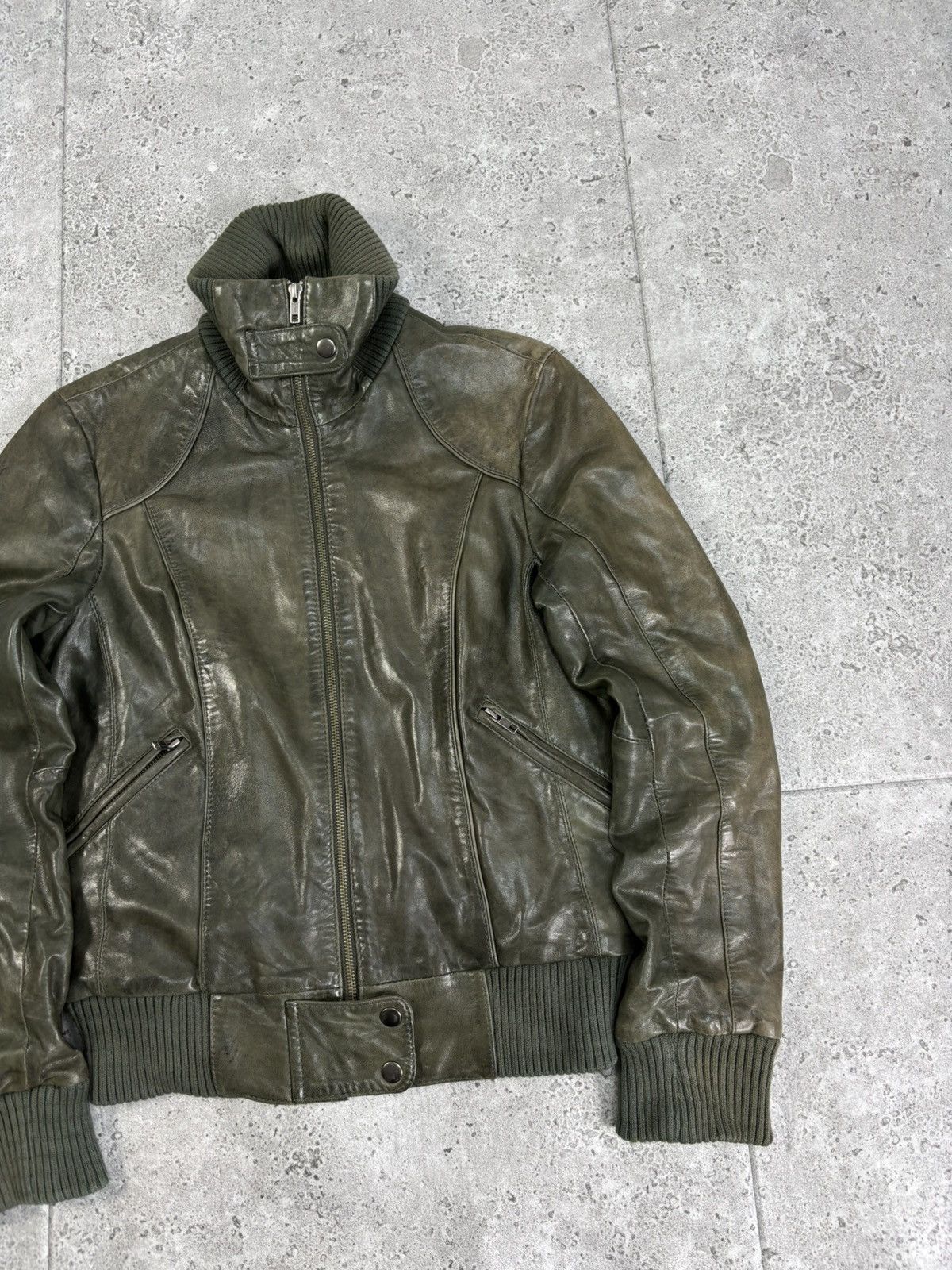 Genuine Leather × Japanese Brand Archive Japanese Leather Jacket Distressed Faded Cropped 00s Size US M / EU 48-50 / 2 - 4 Thumbnail