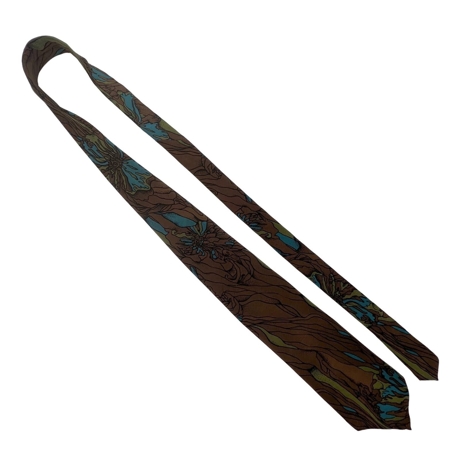 Bill Blass × Vintage Bill Blass Silk Tie Abstract Natural Floral Motif Brown Size ONE SIZE - 2 Thumbnail