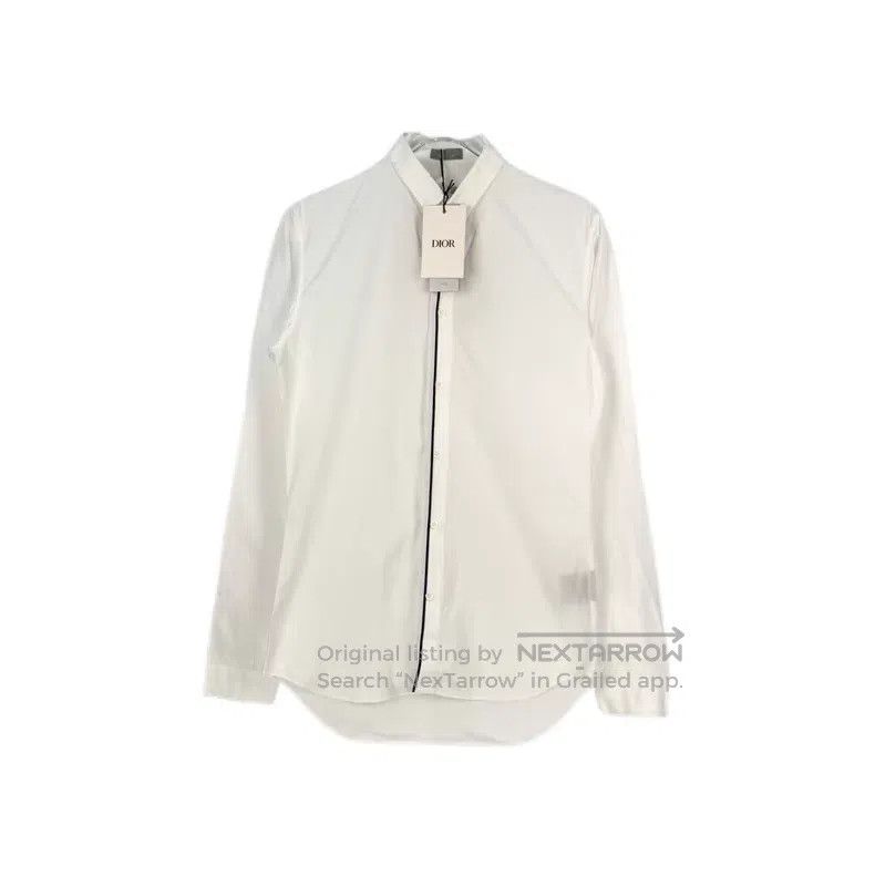 Dior Dior White and black-bordered shirt Size US XXS / EU 40 - 1 Thumbnail