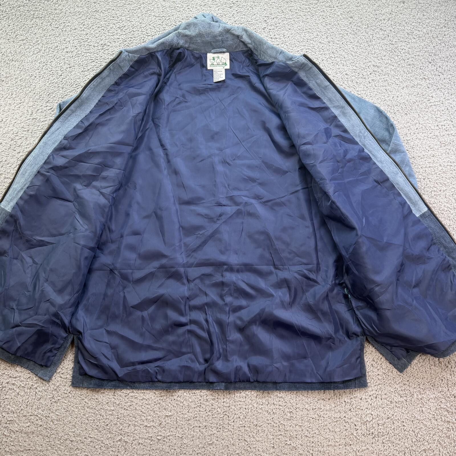 Other Vintage Sunflower Suede Leather Jacket Blue Embroidered Size M / US 6-8 / IT 42-44 - 8 Thumbnail