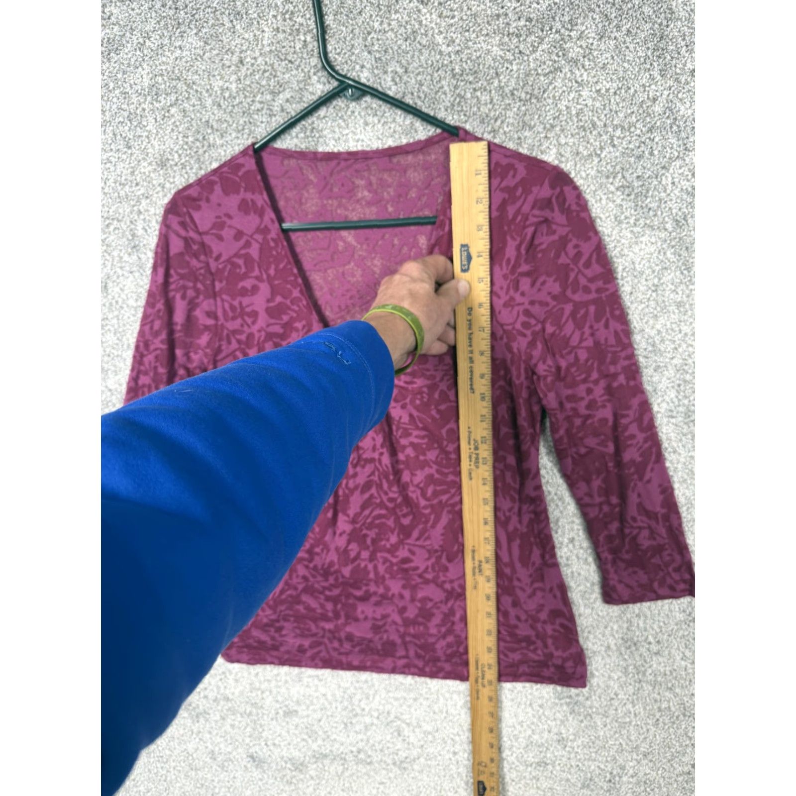 Velvet VINTAGE Purple Floral Jersey Blouse S 3/4 Sleeve V-Neck Pleated Knit Women Adjusted Fit Casual Fall Spring Mens Womens Girls Bays? Size S / US 4 / IT 40 - 2 Thumbnail