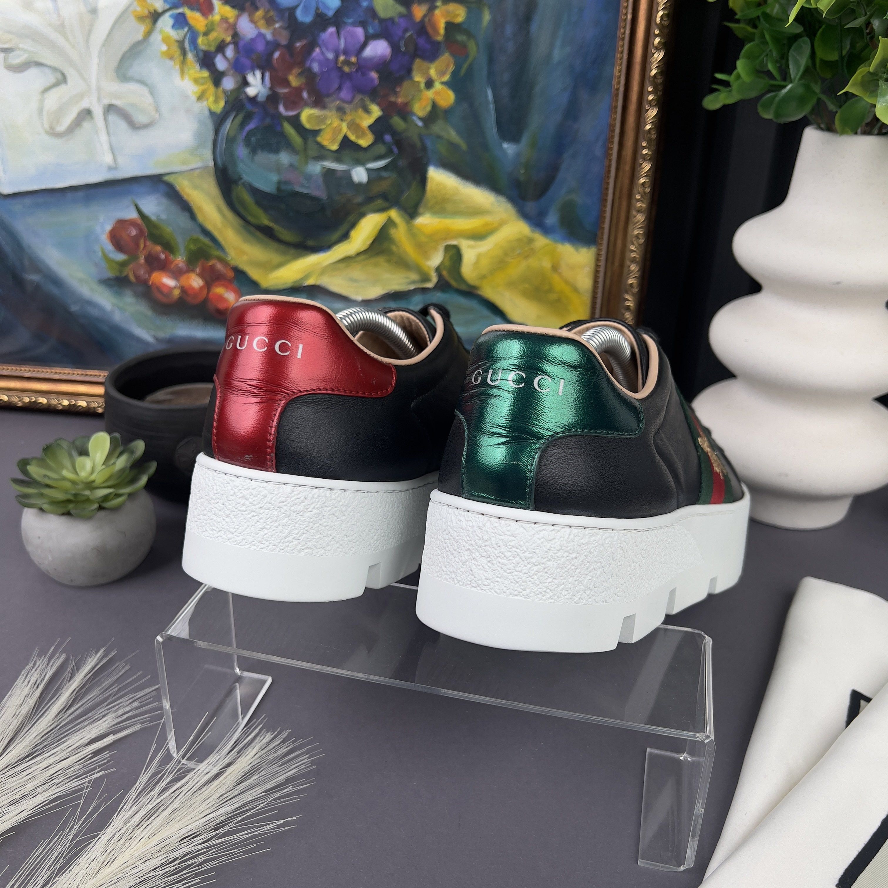 Gucci RRP$990 Gucci Ace Sneaker Web Bee Embroidered Platform Size US 7.5 / IT 37.5 - 9 Thumbnail