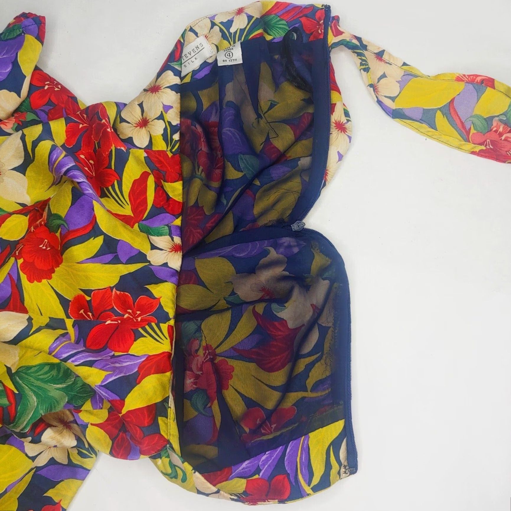 ALOHAS V Valerie Stevens Silk Skirt Long Faux Wrap Tie Waist Multicolor Floral 35.5" Beach Vacation Women 4 Silk Skirt Size 27" / US 4 / IT 40 - 6 Thumbnail
