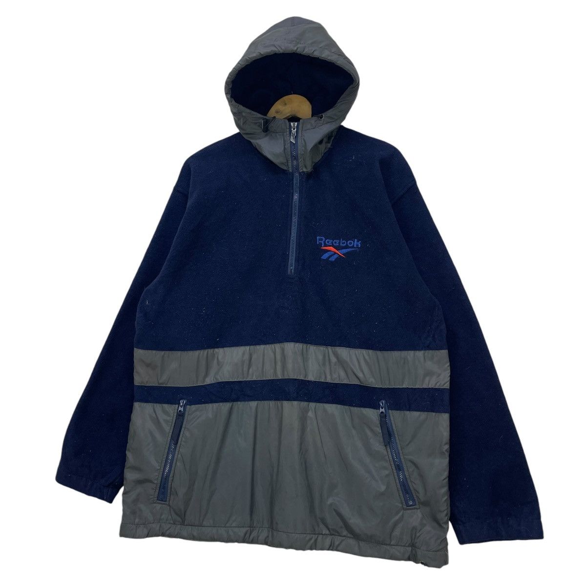 Reebok 💥Vintage Reebok Half Zipper Hoodie Pullover Jacket Size US L / EU 52-54 / 3 - 1 Thumbnail