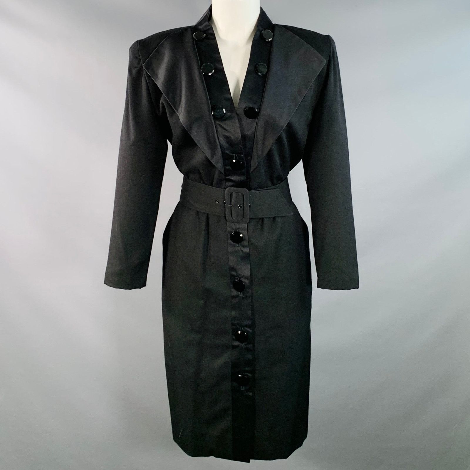Other VICTOR COSTA Vintage Black Wool Twill Midi Cocktail Dress Size M / US 6-8 / IT 42-44 - 1 Thumbnail