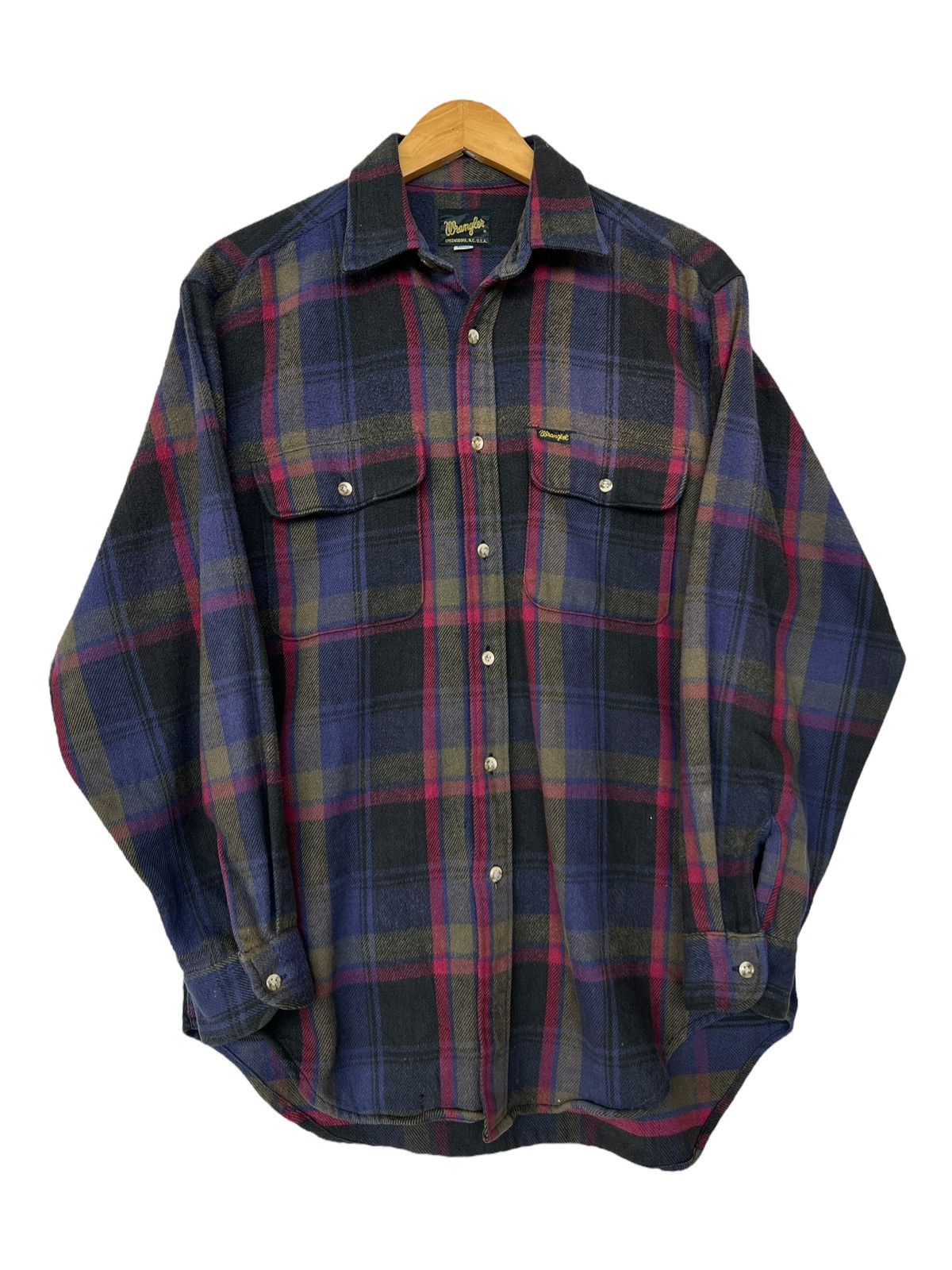 Wrangler Vintage 90s Wrangler Checkered Purple Flannel Shirt Size US L / EU 52-54 / 3 - 1 Thumbnail