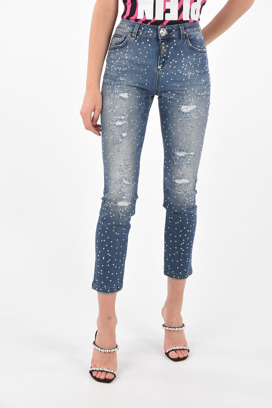 image of Philipp Plein Og1Mm0324 Denim In Blue, Women's (Size 25)