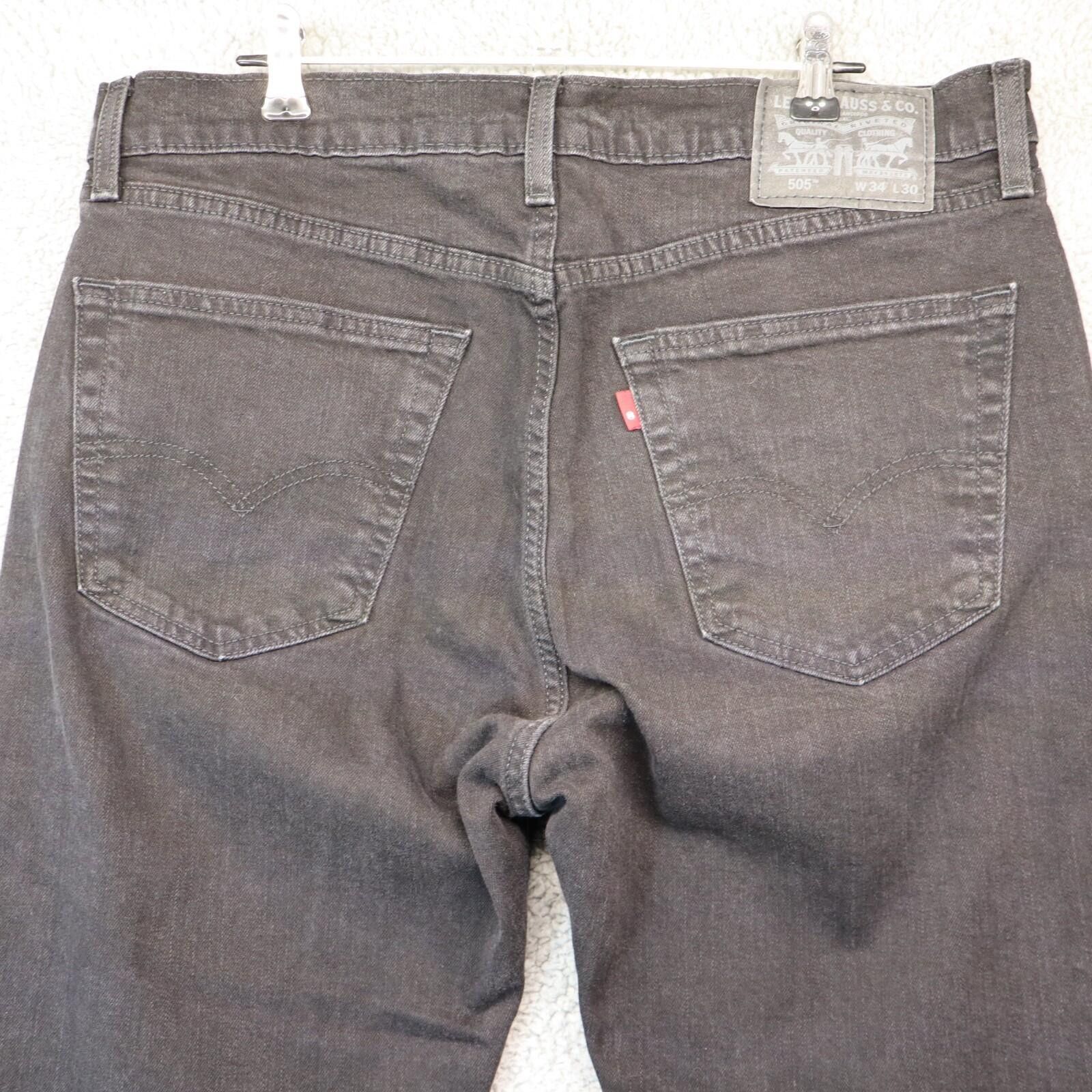 Levi's Levi 505 Jeans Men 34x30 Regular Fit Straight Leg Black Size US 34 / EU 50 - 1 Thumbnail