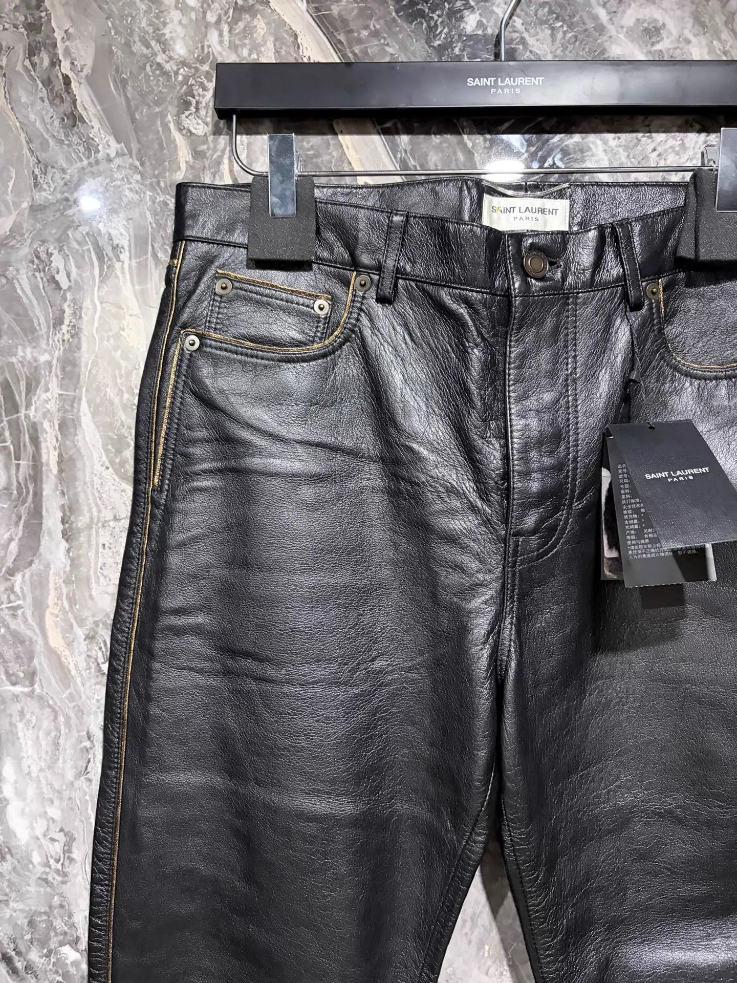 Saint Laurent Paris Saint Laurent 19ss Gold Lambskin 9-Pants 48 (New) Size US 32 / EU 48 - 2 Thumbnail