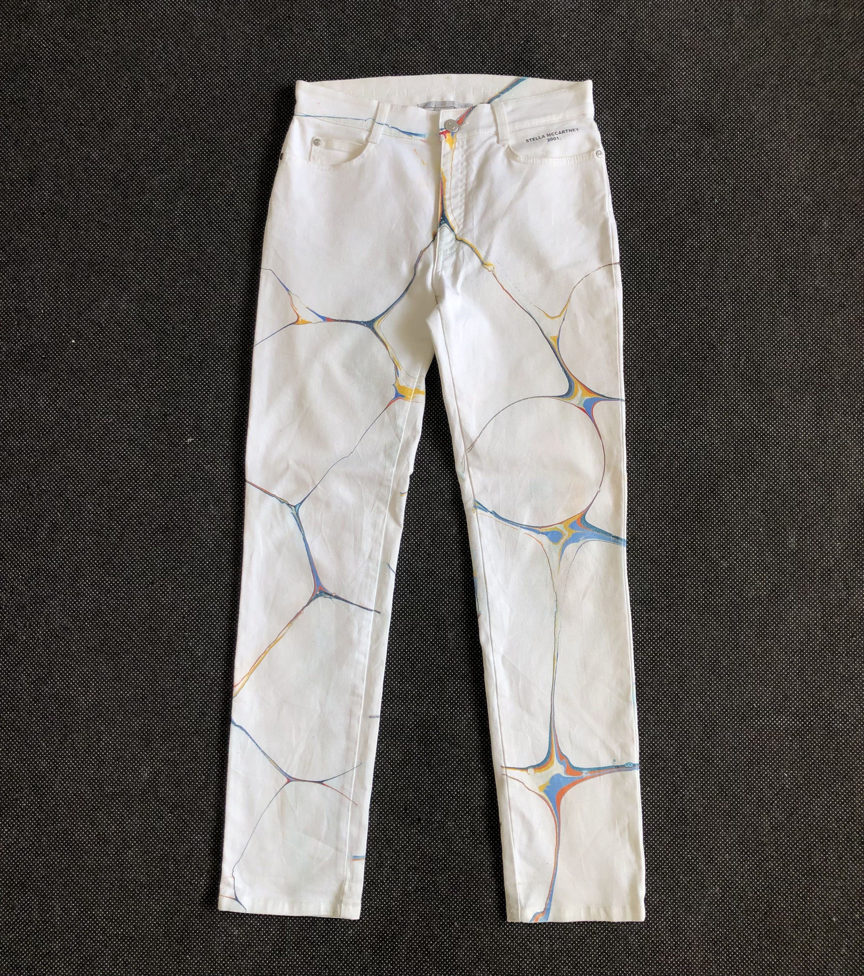 Stella McCartney SS21 SKINNY MARBLED BOYFRIEND WHITE JEANS Size 28" / US 6 / IT 42 - 1 Thumbnail